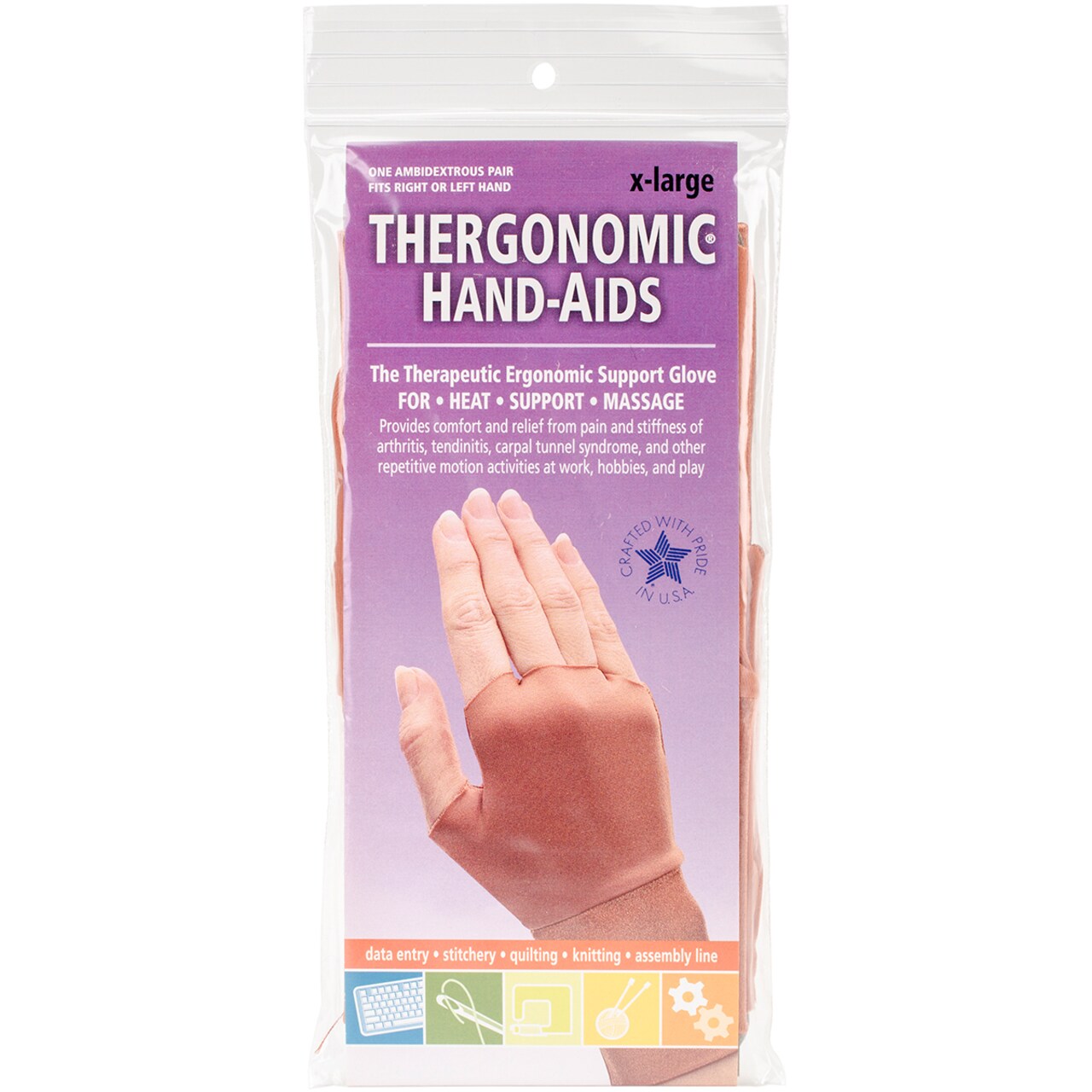 Frank A. Edmunds Thergonomic Hand-Aids Support Gloves 1 Pair-Extra Large